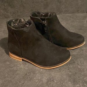 Suede black zip up ankle boots